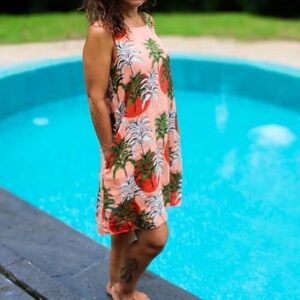 Nicole Miller Linen Tropical Printed Mini Dress